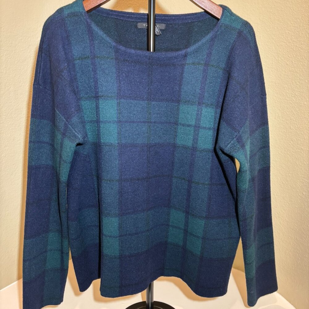 🎄Tahari Pullover Christmas Plaid Sweater Cardigan Size XL